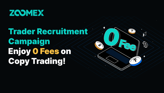 A step-by-step infographic showing the Zoomex registration, login, deposit, and trading process for beginners.
